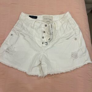 Habitual Cream Distressed Jean Shorts
